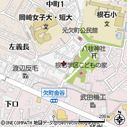 愛知県岡崎市元欠町周辺の地図