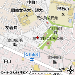 愛知県岡崎市元欠町周辺の地図