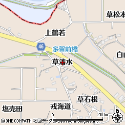 愛知県知多郡阿久比町草木草清水周辺の地図