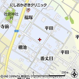 愛知県岡崎市富永町平田57周辺の地図