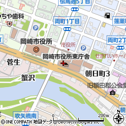 岡崎市役所東庁舎周辺の地図