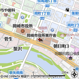 岡崎市役所　災害対策本部・設置された時通話可能周辺の地図