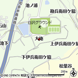 愛知県知多郡阿久比町白沢大池周辺の地図