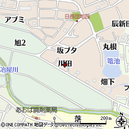 愛知県知多市日長（川田）周辺の地図