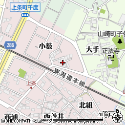 愛知県安城市上条町（小薮）周辺の地図