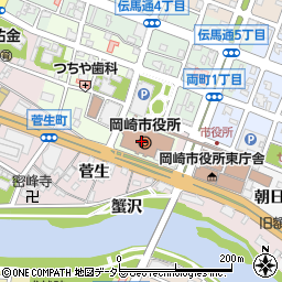デイリーヤマザキ　岡崎市役所店周辺の地図