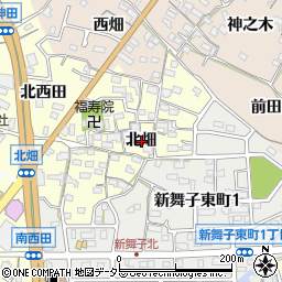 愛知県知多市新舞子北畑周辺の地図