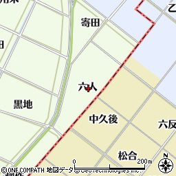愛知県安城市山崎町六人周辺の地図