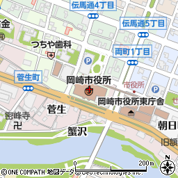 岡崎市役所周辺の地図