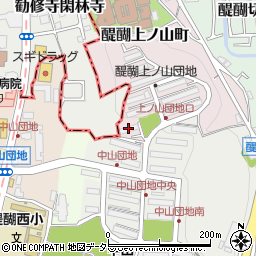 京都市醍醐上ノ山団地Ｂ３棟周辺の地図