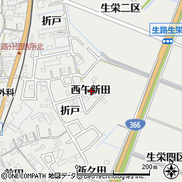 愛知県知多郡東浦町生路西午新田周辺の地図