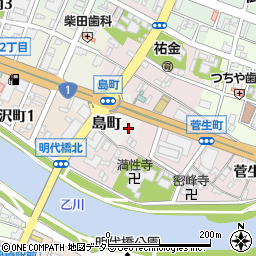 愛知県岡崎市島町14-17周辺の地図