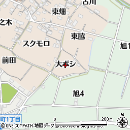 愛知県知多市日長（大ボシ）周辺の地図