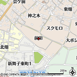 愛知県知多市日長前田周辺の地図
