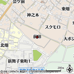 愛知県知多市日長（前田）周辺の地図