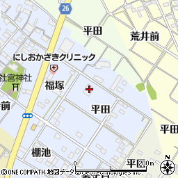 愛知県岡崎市富永町平田15周辺の地図