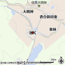 兵庫県宝塚市香合新田池尻周辺の地図