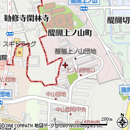 京都市醍醐上ノ山団地Ｂ１棟周辺の地図
