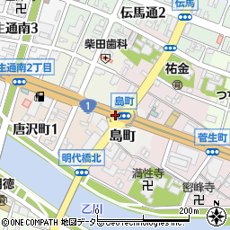 愛知県岡崎市島町周辺の地図