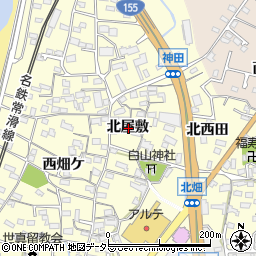 愛知県知多市新舞子北屋敷周辺の地図