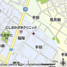 愛知県岡崎市富永町平田13周辺の地図
