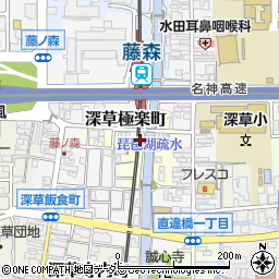 京都府京都市伏見区深草極楽町周辺の地図