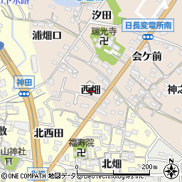 愛知県知多市日長西畑周辺の地図