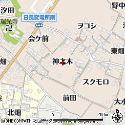 愛知県知多市日長神之木周辺の地図