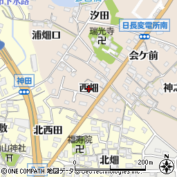 愛知県知多市日長（西畑）周辺の地図