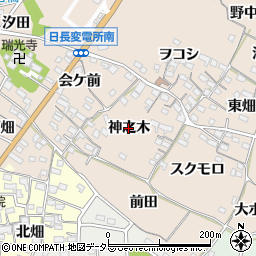 愛知県知多市日長（神之木）周辺の地図