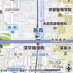 ファミリーマート京阪藤森駅前店周辺の地図