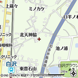 愛知県知多郡阿久比町白沢南天神脇周辺の地図