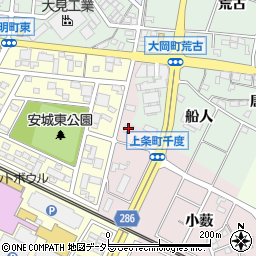 愛知県安城市上条町千度周辺の地図