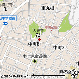 愛知県岡崎市中町東丸根35周辺の地図