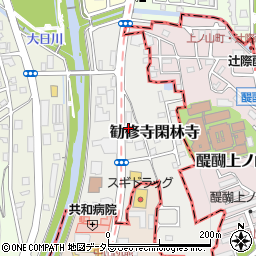 京都府京都市山科区勧修寺閑林寺周辺の地図
