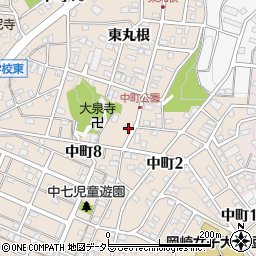 愛知県岡崎市中町東丸根32周辺の地図