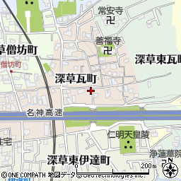 京都府京都市伏見区深草瓦町周辺の地図
