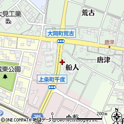 愛知県安城市大岡町（船人）周辺の地図