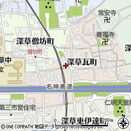 京都府京都市伏見区深草瓦町40周辺の地図