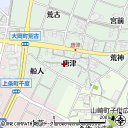 愛知県安城市大岡町（唐津）周辺の地図