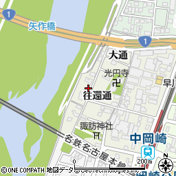 愛知県岡崎市八帖町往還通周辺の地図