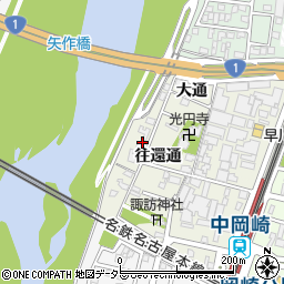 愛知県岡崎市八帖町（往還通）周辺の地図