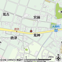 愛知県安城市大岡町荒神周辺の地図