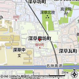 京都府京都市伏見区深草僧坊町周辺の地図