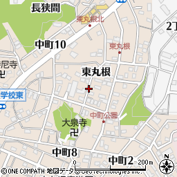 愛知県岡崎市中町東丸根周辺の地図