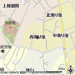 愛知県知多市岡田西濁り池周辺の地図