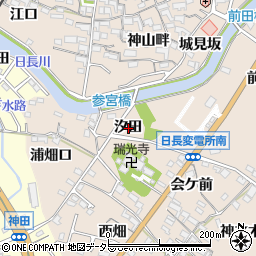愛知県知多市日長汐田周辺の地図