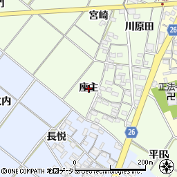 愛知県岡崎市西本郷町座主周辺の地図