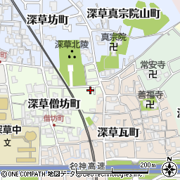 京都府京都市伏見区深草僧坊町13-4周辺の地図