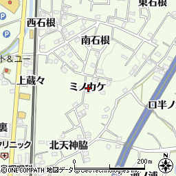 愛知県知多郡阿久比町白沢ミノカケ周辺の地図